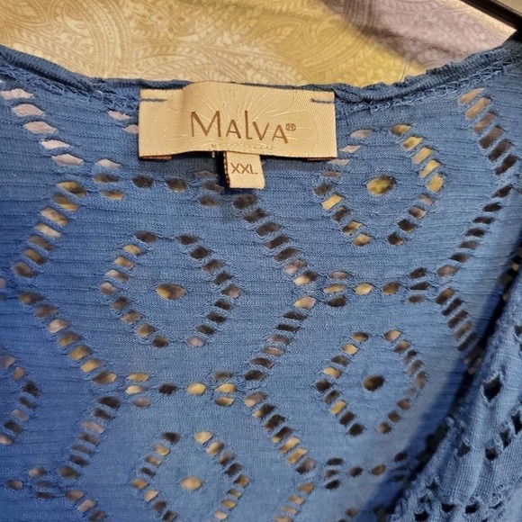 Malva 100% cotton blue short‎ sleeve lace tie jacket plus size XXL - Picture 4 of 7